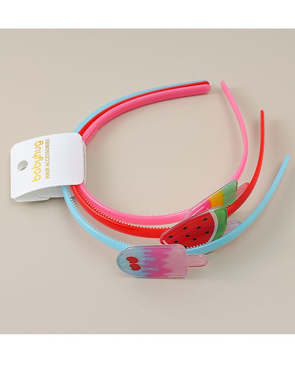 Babyhug Candy Shape Applique Hair Bands Pack of 3 - Multicolor