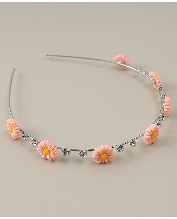 Babyhug Floral & Rhinestones Applique Hair Band - White