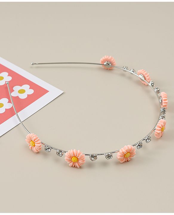 Babyhug Floral & Rhinestones Applique Hair Band - White