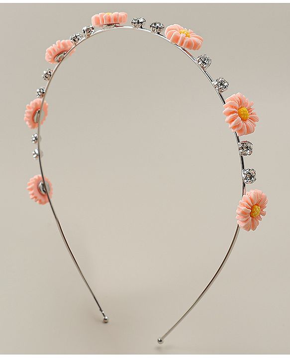 Babyhug Floral & Rhinestones Applique Hair Band - White