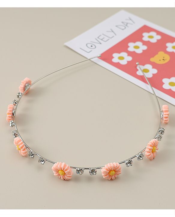 Babyhug Floral & Rhinestones Applique Hair Band - White