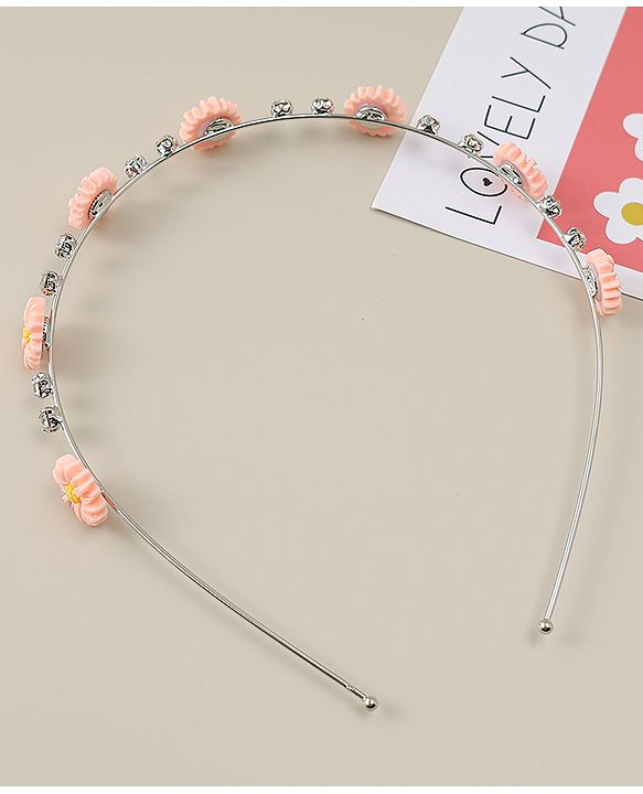 Babyhug Floral & Rhinestones Applique Hair Band - White