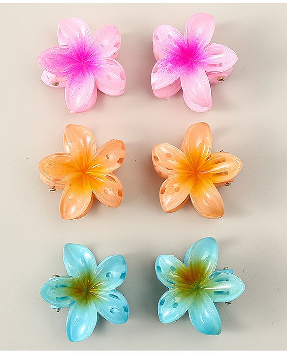 Babyhug Hair Clips Floral Shaped Pack of 6 - Multicolor