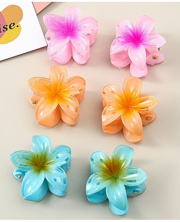 Babyhug Hair Clips Floral Shaped Pack of 6 - Multicolor