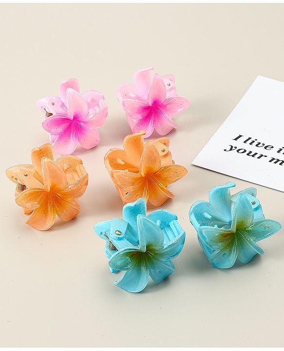 Babyhug Hair Clips Floral Shaped Pack of 6 - Multicolor