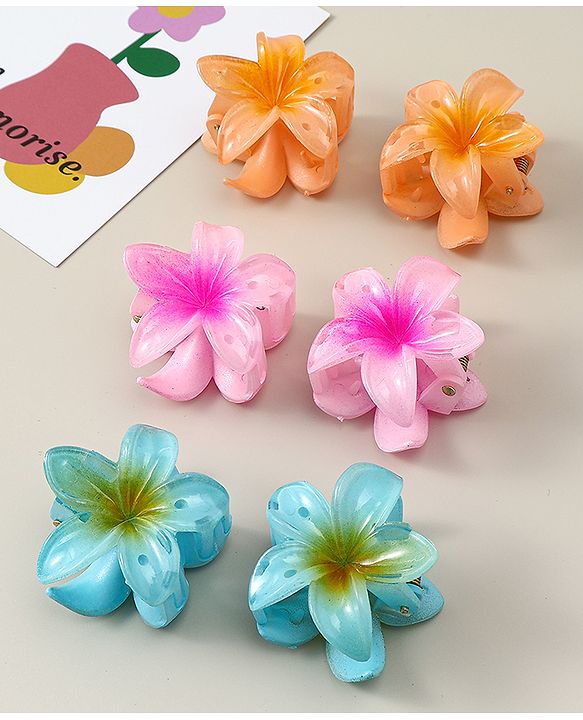 Babyhug Hair Clips Floral Shaped Pack of 6 - Multicolor