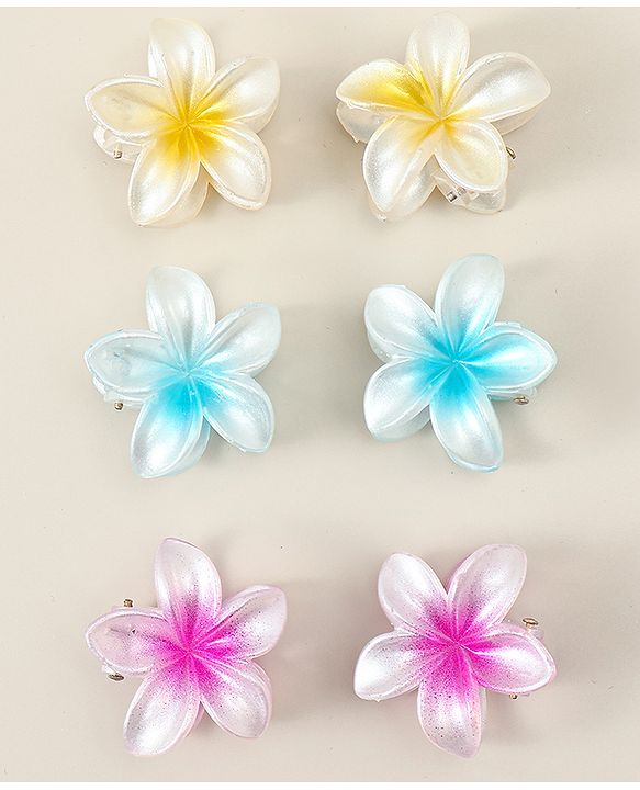 Babyhug Hair Clips Pack of 6 With Floral Applique- Multicolor