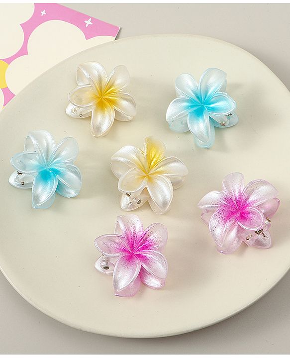 Babyhug Hair Clips Pack of 6 With Floral Applique- Multicolor