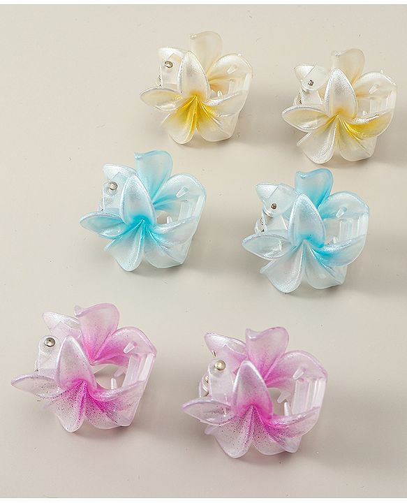 Babyhug Hair Clips Pack of 6 With Floral Applique- Multicolor