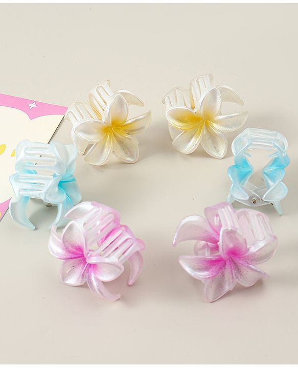 Babyhug Hair Clips Pack of 6 With Floral Applique- Multicolor