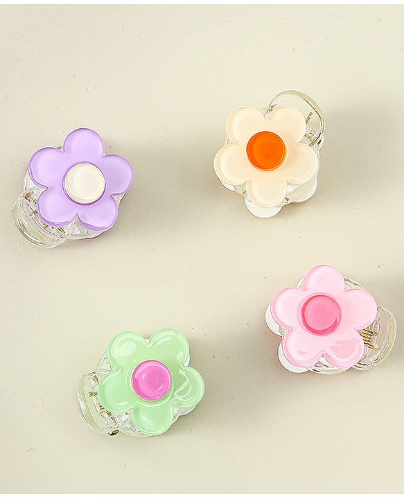 Babyhug Hair Clips Floral Shaped Pack of 4 - Multicolor