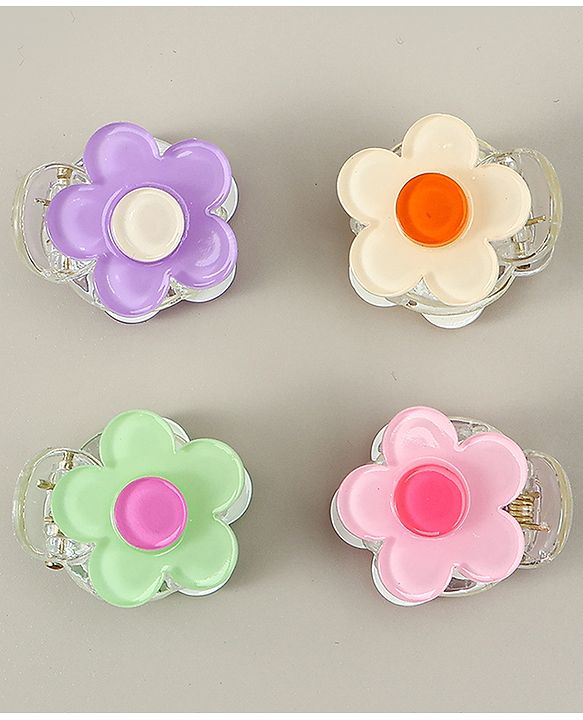 Babyhug Hair Clips Floral Shaped Pack of 4 - Multicolor
