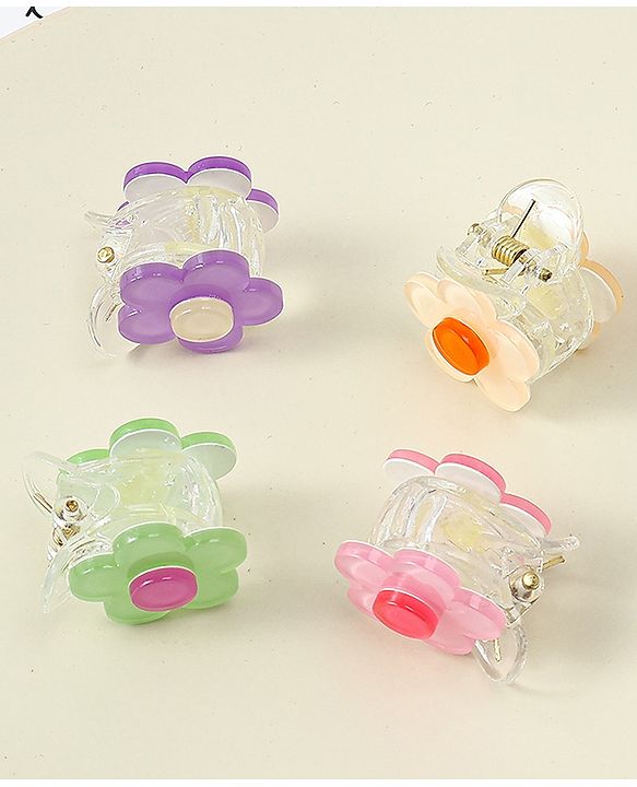 Babyhug Hair Clips Floral Shaped Pack of 4 - Multicolor