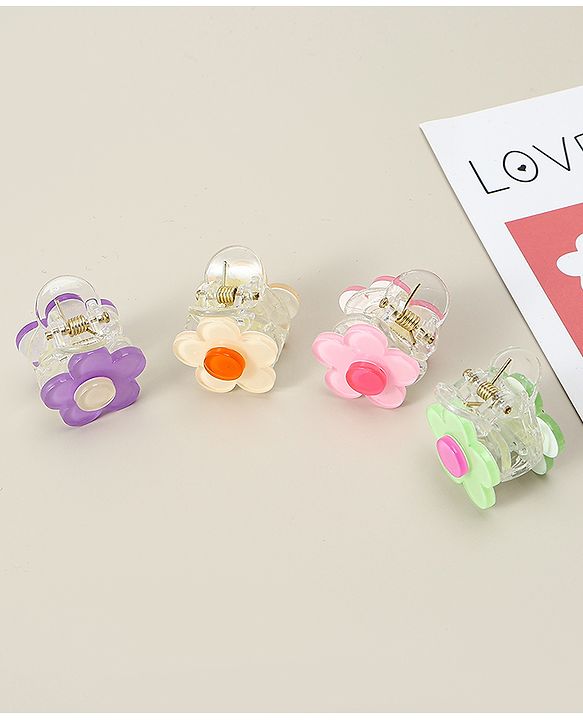 Babyhug Hair Clips Floral Shaped Pack of 4 - Multicolor