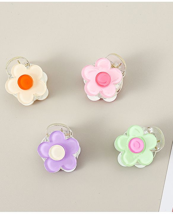 Babyhug Hair Clips Floral Shaped Pack of 4 - Multicolor