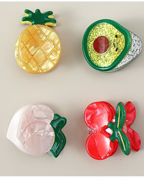 Babyhug Hair Clips Fruit Shaped Pack of 4 - Multicolor