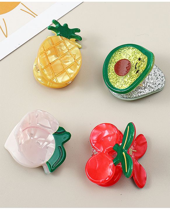 Babyhug Hair Clips Fruit Shaped Pack of 4 - Multicolor