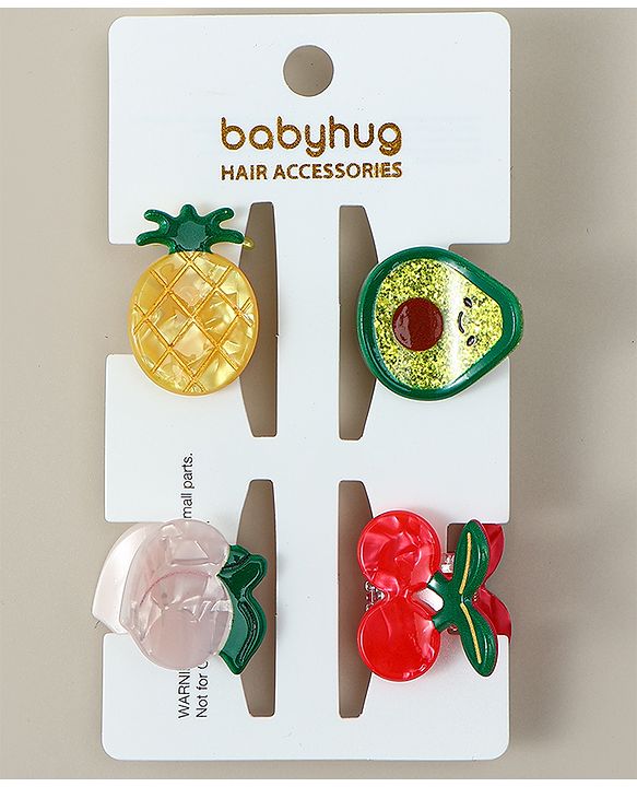 Babyhug Hair Clips Fruit Shaped Pack of 4 - Multicolor