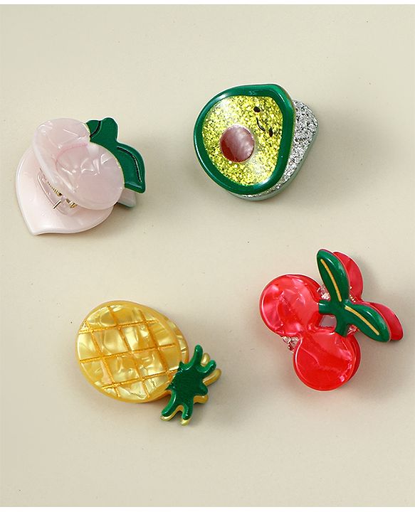 Babyhug Hair Clips Fruit Shaped Pack of 4 - Multicolor