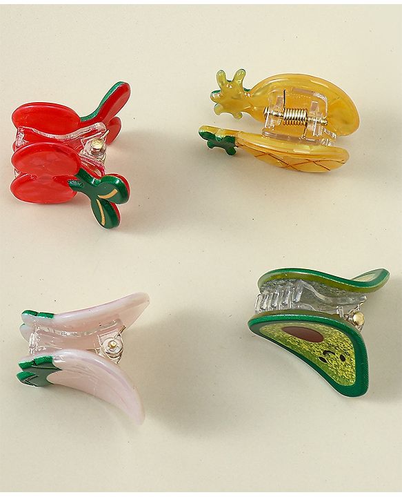 Babyhug Hair Clips Fruit Shaped Pack of 4 - Multicolor