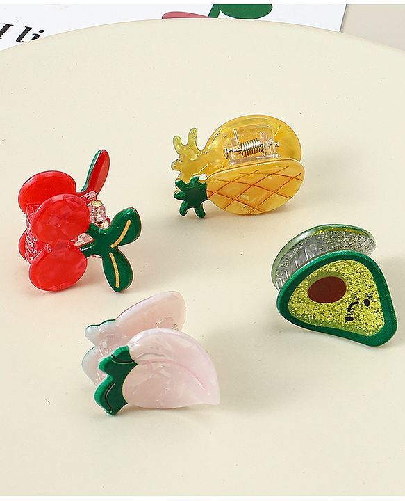 Babyhug Hair Clips Fruit Shaped Pack of 4 - Multicolor