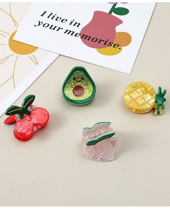 Babyhug Hair Clips Fruit Shaped Pack of 4 - Multicolor