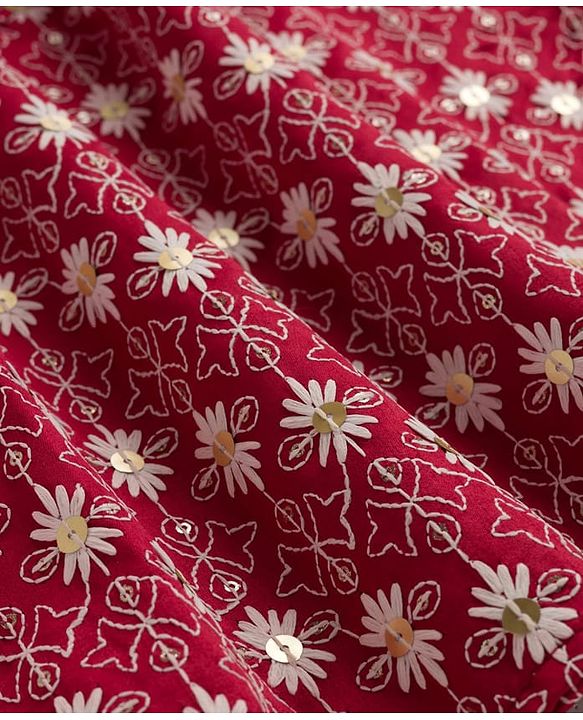 Babyhug Georgette Woven Full Sleeves Kurta Pyjama Set with Floral Embroidery - Maroon