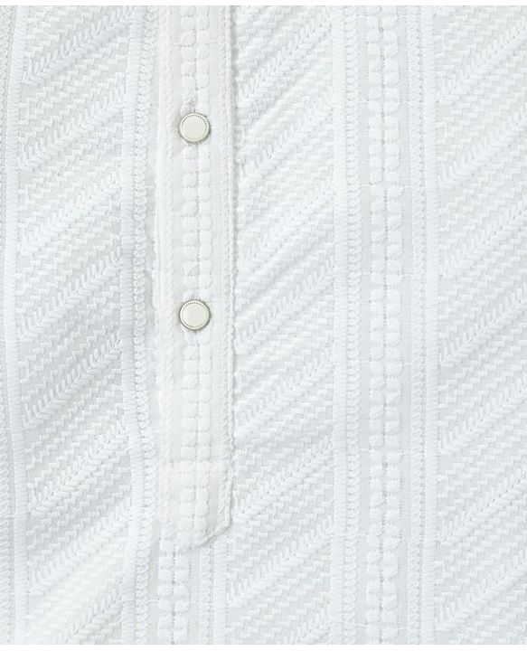Babyhug Georgette Woven Full Sleeves Kurta Pyjama Set with Self Embroidery - White