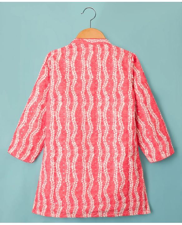 Babyhug Woven Hakkoba Embroide Full Sleeves Printed Kurta Dhoti Set - Pink