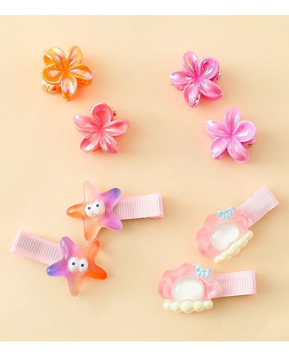 Babyhug Rubber Bands & Clips with Bow Applique Combo Set of 8 Pairs-Multicolor