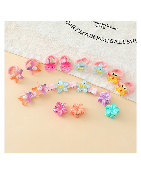 Babyhug Hair Accessories Combo Set With Floral Applique  - Multicolor