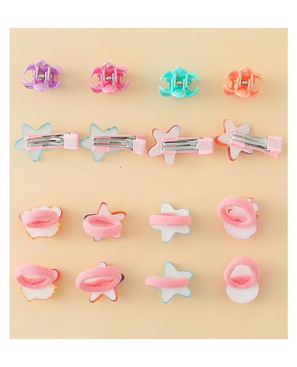 Babyhug Hair Accessories Combo Set With Floral Applique  - Multicolor