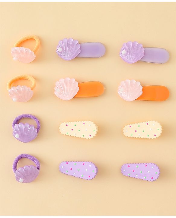 Babyhug Hair Accessories Combo Sets   -Light Orange & Purple