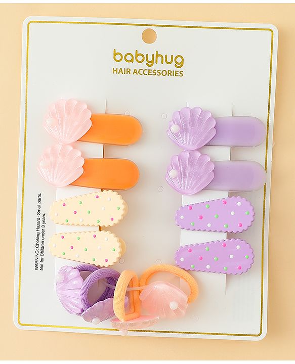 Babyhug Hair Accessories Combo Sets   -Light Orange & Purple