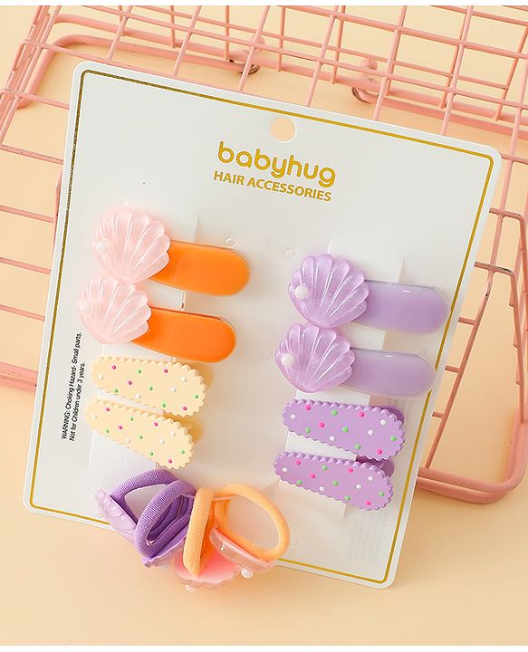 Babyhug Hair Accessories Combo Sets   -Light Orange & Purple