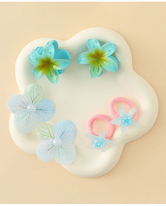 Babyhug Hair Accessories  with Floral Applique Combo Sets of 6  - Multicolor