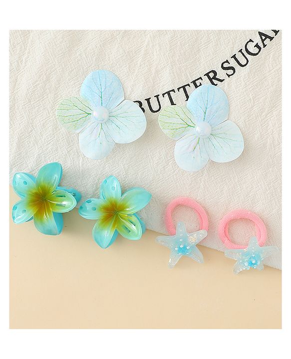 Babyhug Hair Accessories  with Floral Applique Combo Sets of 6  - Multicolor