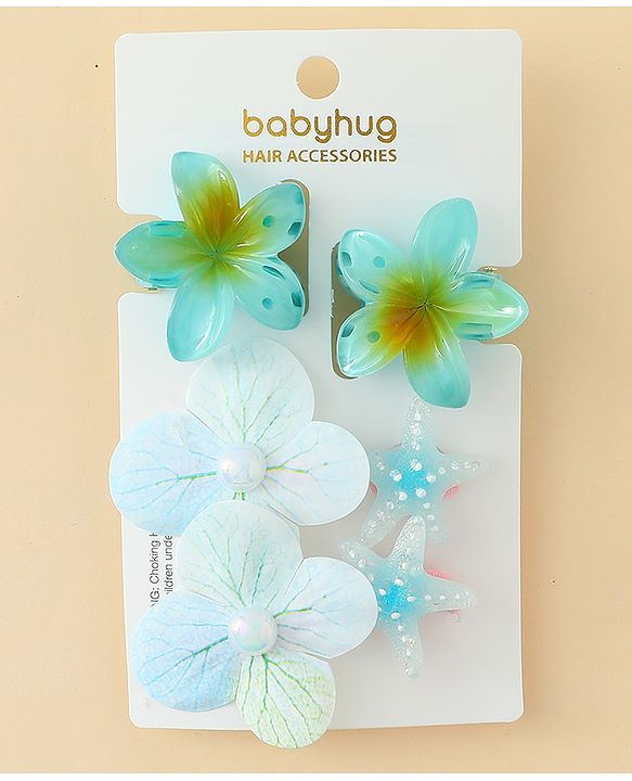 Babyhug Hair Accessories  with Floral Applique Combo Sets of 6  - Multicolor