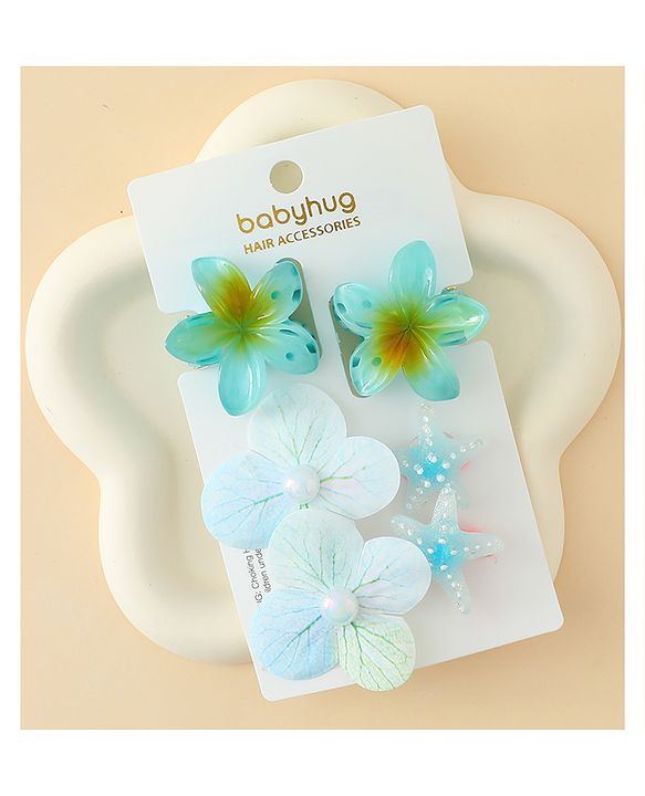 Babyhug Hair Accessories  with Floral Applique Combo Sets of 6  - Multicolor