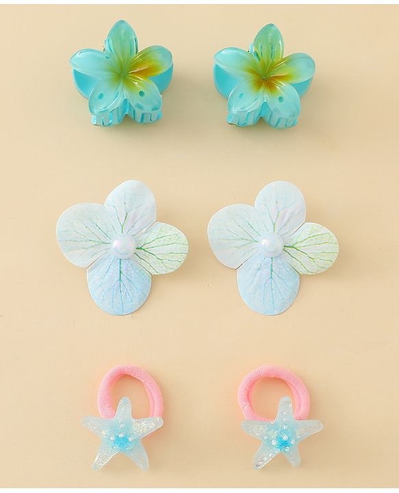Babyhug Hair Accessories  with Floral Applique Combo Sets of 6  - Multicolor