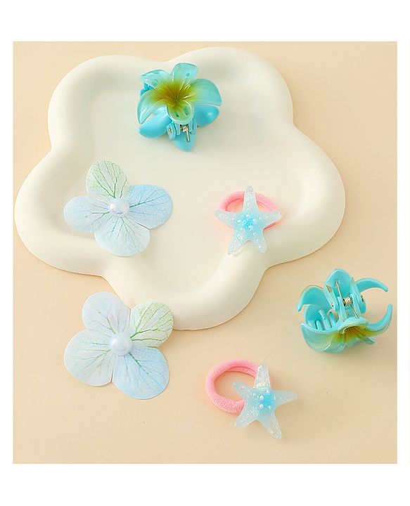 Babyhug Hair Accessories  with Floral Applique Combo Sets of 6  - Multicolor