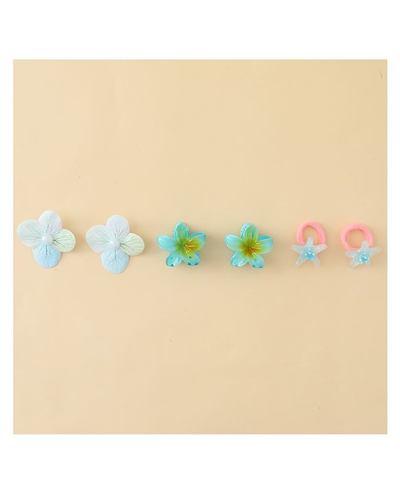 Babyhug Hair Accessories  with Floral Applique Combo Sets of 6  - Multicolor