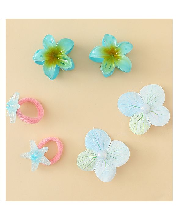 Babyhug Hair Accessories  with Floral Applique Combo Sets of 6  - Multicolor