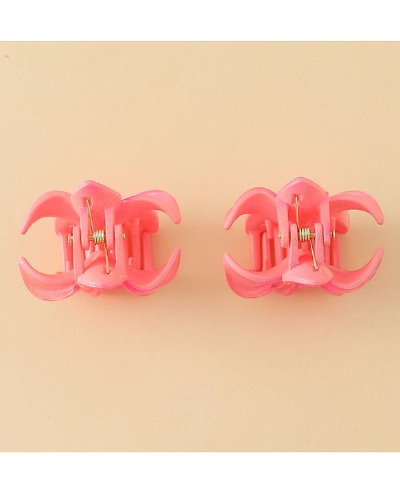 Babyhug  Hair Rubber Bands  & Clips With Floral Applique  6 Pieces - Pink