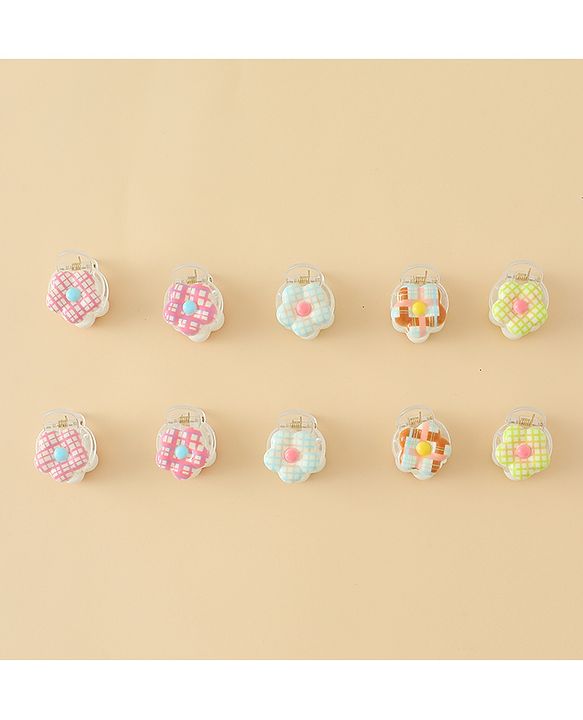 Babyhug Flower Shaped Hair Clips Pack of 10 - Multicolor