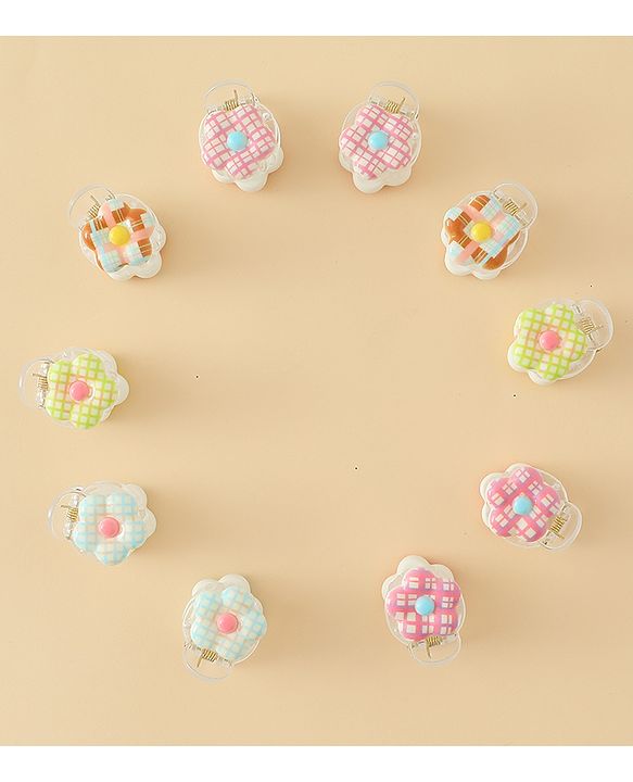 Babyhug Flower Shaped Hair Clips Pack of 10 - Multicolor