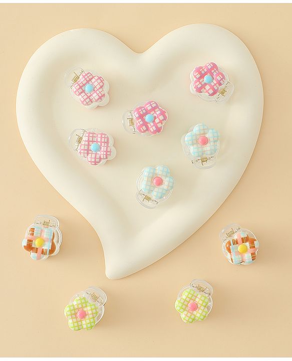 Babyhug Flower Shaped Hair Clips Pack of 10 - Multicolor