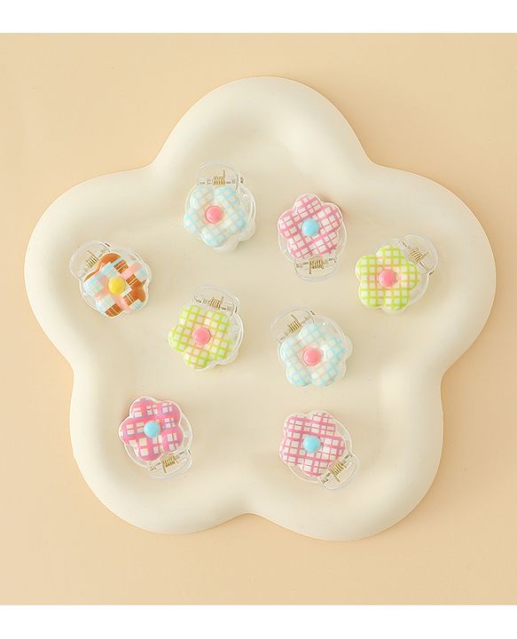 Babyhug Flower Shaped Hair Clips Pack of 10 - Multicolor