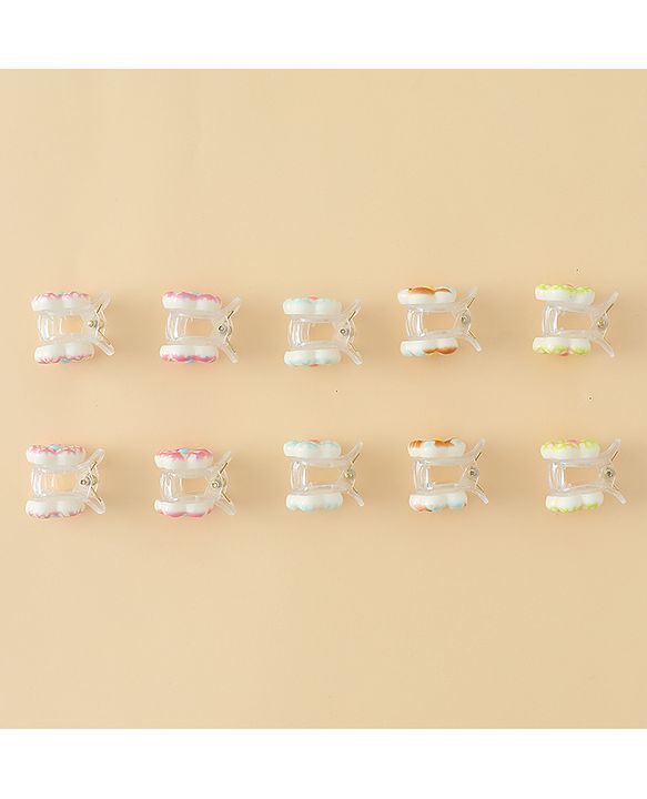 Babyhug Flower Shaped Hair Clips Pack of 10 - Multicolor