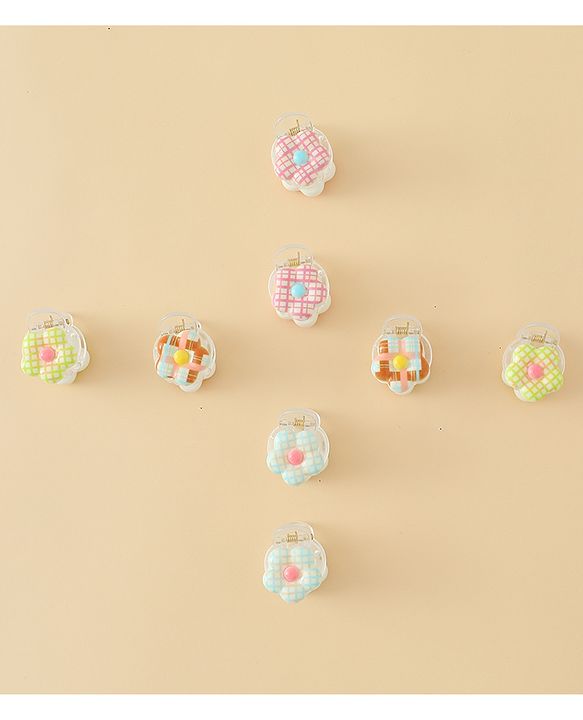 Babyhug Flower Shaped Hair Clips Pack of 10 - Multicolor